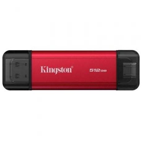 DISCO EXTERNO SSD KINGSTON DUAL PORTABLE SSD 512GB/ USB TIPO-C Y USB 3.2/ ROJO