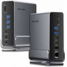 DOCKING USB TIPO-C VENTION TPUH0/ 2XHDMI 4K/ 1XDISPLAYPORT/ 3XUSB TIPO-C/ 5XUSB/ 1XRJ45/ 1XLECTOR DE TARJETAS/ 1XJACK 3.5/