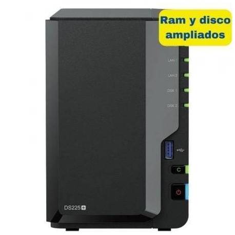 NAS SYNOLOGY DISKSTATION DS225+/ 2 BAHÍAS 3.5'- 2.5'/ 6GB DDR4/ 8TB/ FORMATO TORRE