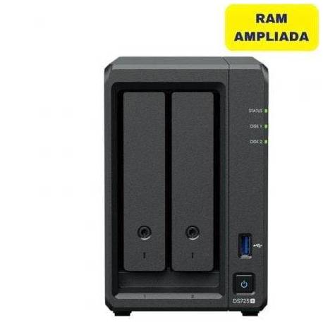 NAS SYNOLOGY DISKSTATION DS725+/ 2 BAHÍAS 3.5'- 2.5'/ 16GB DDR4/ FORMATO TORRE