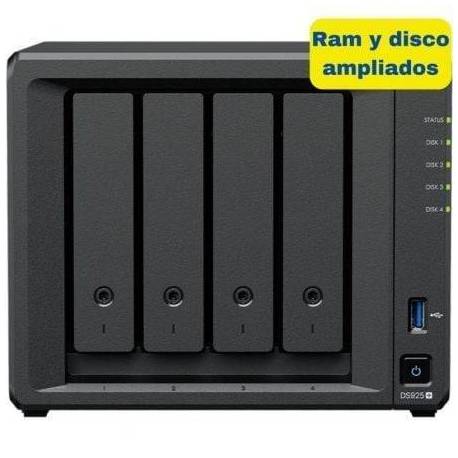 NAS SYNOLOGY DISKSTATION DS925+/ 4 BAHÍAS 3.5'- 2.5'/ 8GB DDR4/ 16TB/ FORMATO TORRE