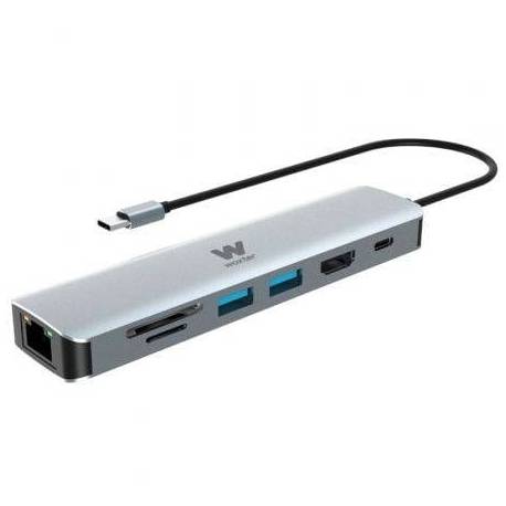 DOCKING USB TIPO-C WOXTER PE26-181/ 1XHDMI 4K/ 2XUSB/ 1XLECTOR DE TARJETAS/ 1XRJ45/ 1XMICROUSB/ GRIS