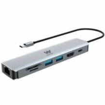 DOCKING USB TIPO-C WOXTER PE26-181/ 1XHDMI 4K/ 2XUSB/ 1XLECTOR DE TARJETAS/ 1XRJ45/ 1XMICROUSB/ GRIS