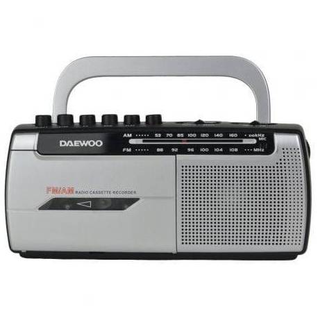 RADIO CASSETE DAEWOO DW1107/ CON CABLE/ A PILAS/ NEGRA Y PLATEADA