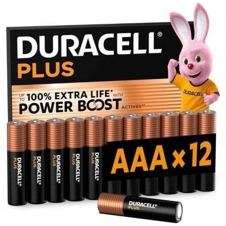 PACK DE 12 PILAS AAA DURACELL PLUS POWER BOOST DPBLR3B12/ 1.5V/ ALCALINAS