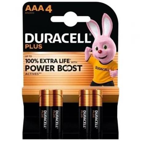 PACK DE 4 PILAS AAA DURACELL PLUS POWER BOOST DPBLR3B4/ 1.5V/ ALCALINAS