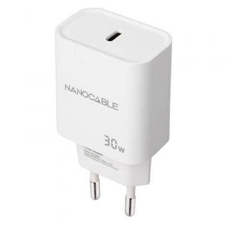 CARGADOR DE PARED NANOCABLE 10.10.2009/ 1XUSB TIPO-C/ 30W/ BLANCO