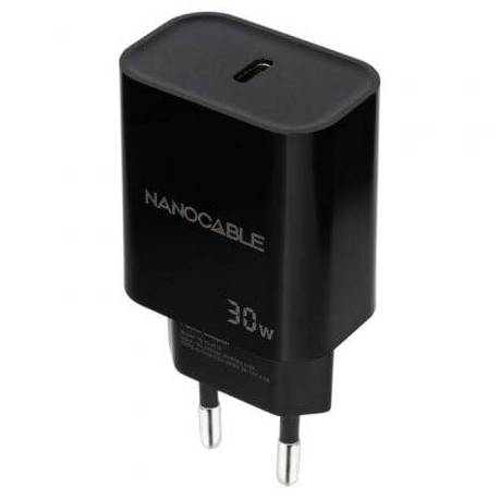 CARGADOR DE PARED NANOCABLE 10.10.2010/ 1XUSB TIPO-C/ 30W/ NEGRO