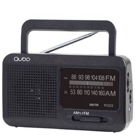 RADIO PORTÁTIL QUBO R-222/ CON CABLE/ A PILAS/ NEGRA
