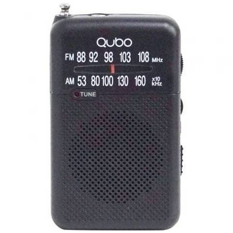 RADIO PORTÁTIL QUBO R-S1/ CON CABLE/ A PILAS/ NEGRA