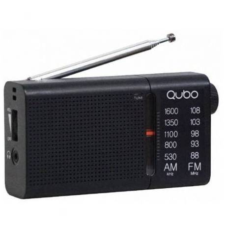 RADIO PORTÁTIL QUBO RS-2/ CON CABLE/ A PILAS/ NEGRA