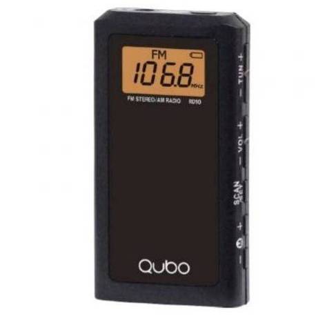 RADIO PORTÁTIL QUBO RD-10/ CON CABLE/ A PILAS/ NEGRA