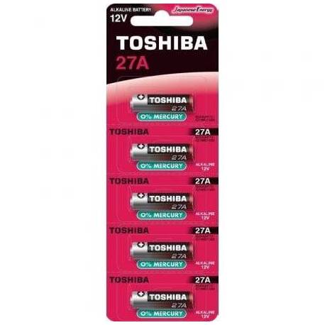 PACK DE 5 PILAS 12V TOSHIBA 27A/ 12V/ ALCALINAS