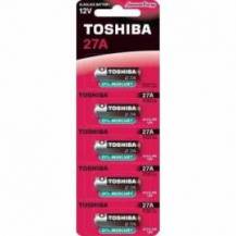 PACK DE 5 PILAS 12V TOSHIBA 27A/ 12V/ ALCALINAS