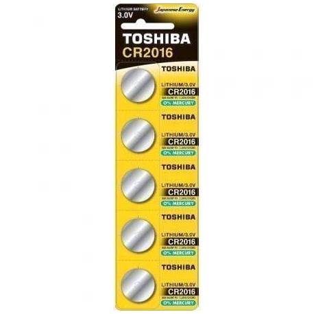 PACK DE 5 PILAS DE BOTÓN TOSHIBA CR2016/ 3V