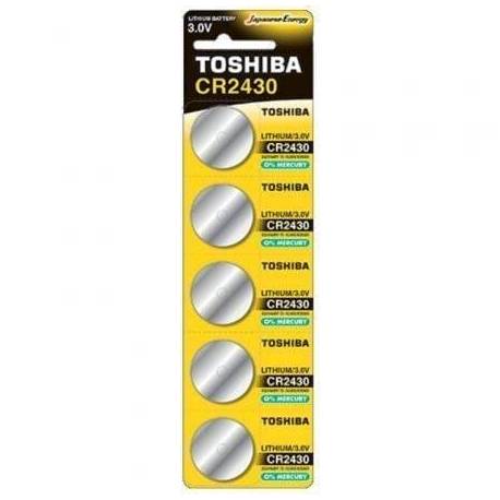 PACK DE 5 PILAS DE BOTÓN TOSHIBA CR2430/ 3V/ ALCALINAS