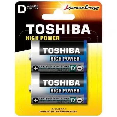 PACK DE 2 PILAS D 2 TOSHIBA LR20/ 1.5V/ ALCALINAS
