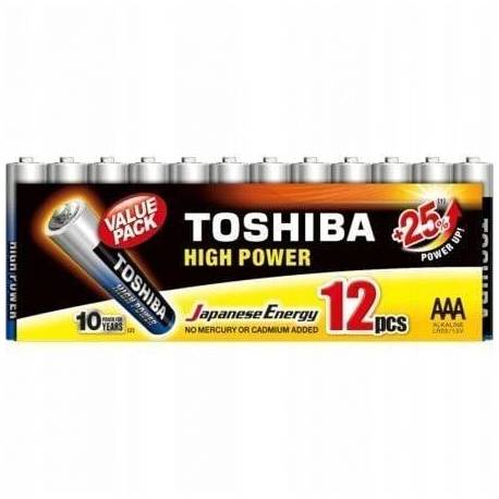 PACK DE 12 PILAS AAA TOSHIBA HIGH POWER LR03/ 1.5V/ ALCALINAS