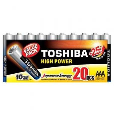 PACK DE 20 PILAS AAA TOSHIBA HIGH POWER LR03/ 1.5V/ ALCALINAS