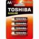PACK DE 4 PILAS AA TOSHIBA ALKALINE LR6/ 1.5V/ ALCALINAS