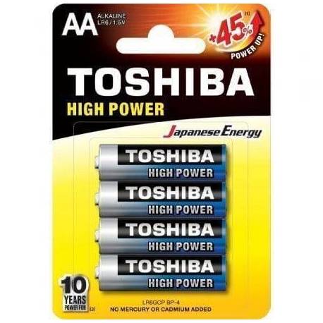 PACK DE 4 PILAS AA TOSHIBA HIGH POWER LR6/ 1.5V/ ALCALINAS