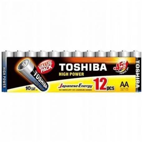 PACK DE 12 PILAS AA TOSHIBA HIGH POWER LR6/ 1.5V/ ALCALINAS
