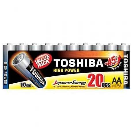 PACK DE 20 PILAS AA TOSHIBA HIGH POWER LR6/ 1.5V/ ALCALINAS