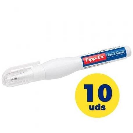 CAJA DE CORRECTORES DE ESCRITURA EN LÁPIZ BIC TIPP-EX SHAKE'N SQEEZE/ 8ML/ 10 UNIDADES