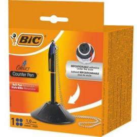 BOLÍGRAFO DE TINTA DE ACEITE RETRÁCTIL BIC 527507/ AZUL/ INCLUYE BASE + CADENA