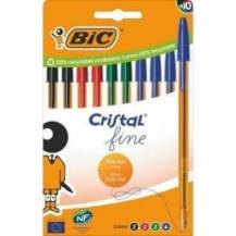 BOLÍGRAFOS DE TINTA DE ACEITE BIC CRISTAL FINE 516356/ 10 UNIDADES/ COLORES SURTIDOS