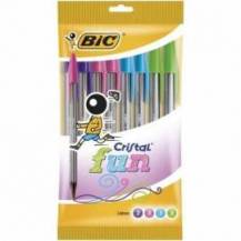 BOLÍGRAFOS DE TINTA DE ACEITE BIC CRISTAL FUN 921342/ 10 UNIDADES/ COLORES SURTIDOS