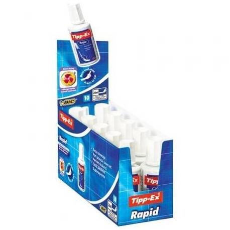 CAJA DE CORRECTORES DE ESCRITURA LÍQUIDA BIC TIPP-EX RAPID FLUID/ 20ML/ 10 UNIDADES