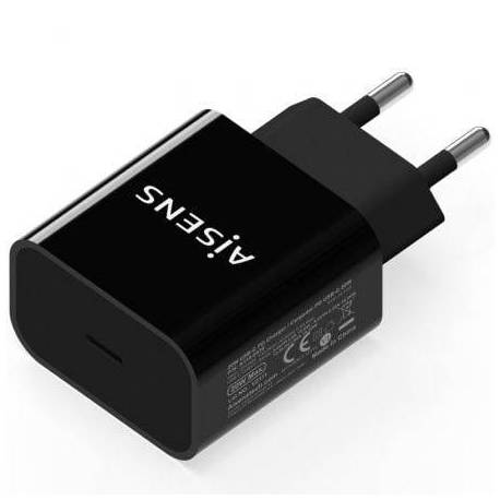 CARGADOR DE PARED AISENS A110-0538/ 1XUSB TIPO-C PD3.0/ 20W/ NEGRO