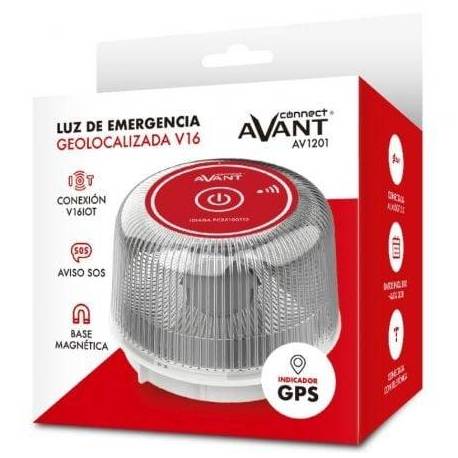 LUZ BALIZA DE EMERGENCIA PARA COCHE AVANT V16 CONNECTED AV1201/ HOMOLOGADA/ BASE IMANTADA/ GEOLOCALIZABLE/ FUNCIONA A PILAS