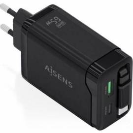 CARGADOR DE PARED GAN AISENS ASCH-65W3P071-BK/ 1XUSB TIPO-C/ 1XUSB/ 65W/ NEGRO