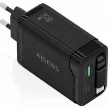 CARGADOR DE PARED GAN AISENS ASCH-65W3P071-BK/ 1XUSB TIPO-C/ 1XUSB/ 65W/ NEGRO