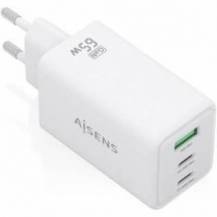 CARGADOR DE PARED GAN AISENS ASCH-65W3P072-W/ 2XUSB TIPO-C/ 1XUSB/ 65W/ BLANCO