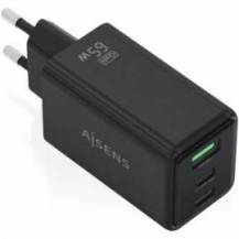 CARGADOR DE PARED GAN AISENS ASCH-65W3P073-BK/ 2XUSB TIPO-C/ 1XUSB/ 65W/ NEGRO