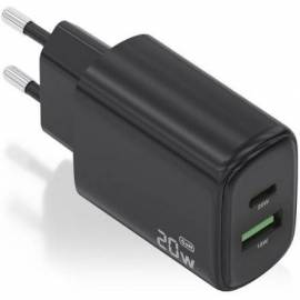 CARGADOR DE PARED GAN AISENS A110-0910/ 1XUSB TIPO-C/ 1XUSB/ 20W/ NEGRO