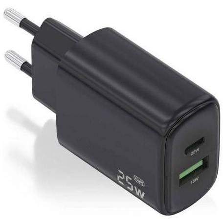 CARGADOR DE PARED GAN AISENS A110-0912/ 1XUSB TIPO-C/ 1XUSB/ 25W/ NEGRO