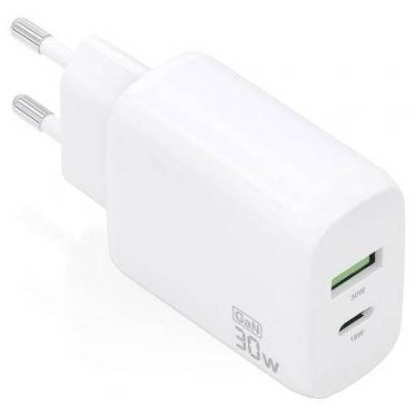 CARGADOR DE PARED GAN AISENS A110-0923/ 1XUSB TIPO-C/ 1XUSB/ 30W/ BLANCO