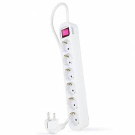 REGLETA CON INTERRUPTOR NANOCABLE 10.37.0006/ 6 TOMAS DE CORRIENTE/ CABLE 1.4M/ BLANCA