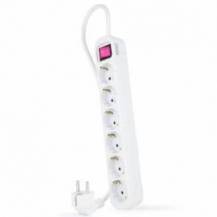 REGLETA CON INTERRUPTOR NANOCABLE 10.37.0006/ 6 TOMAS DE CORRIENTE/ CABLE 1.4M/ BLANCA