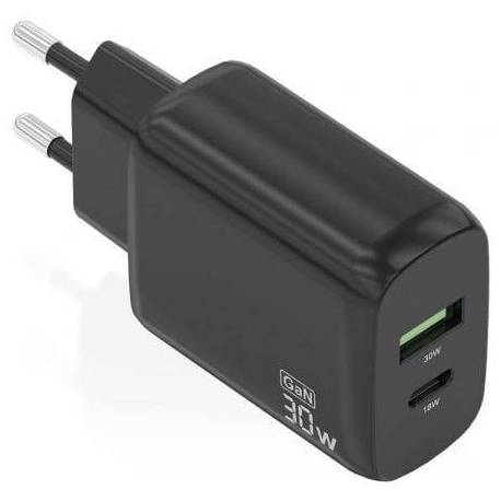 CARGADOR DE PARED GAN AISENS A110-0924/ 1XUSB TIPO-C/ 1XUSB/ 30W/ NEGRO