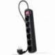 REGLETA CON INTERRUPTOR NANOCABLE 10.37.0006-BK/ 6 TOMAS DE CORRIENTE/ CABLE 1.4M/ NEGRO