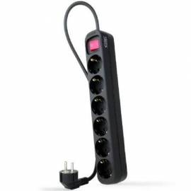 REGLETA CON INTERRUPTOR NANOCABLE 10.37.0006-BK/ 6 TOMAS DE CORRIENTE/ CABLE 1.4M/ NEGRO