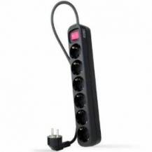 REGLETA CON INTERRUPTOR NANOCABLE 10.37.0006-BK/ 6 TOMAS DE CORRIENTE/ CABLE 1.4M/ NEGRO