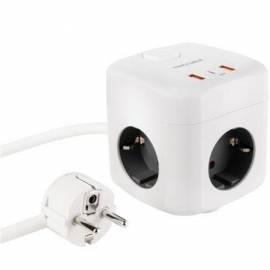 REGLETA NANOCABLE 10.37.0011/ 3 TOMAS DE CORRIENTE/ 2 USB - 1 USB TIPO-C/ CABLE 1.4M/ BLANCA