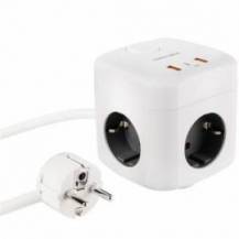 REGLETA NANOCABLE 10.37.0011/ 3 TOMAS DE CORRIENTE/ 2 USB - 1 USB TIPO-C/ CABLE 1.4M/ BLANCA