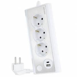 REGLETA CON INTERRUPTOR NANOCABLE 10.37.0013-W/ 3 TOMAS DE CORRIENTE/ 1 USB/ 1 USB TIPO-C/ CABLE 1.5M/ BLANCA